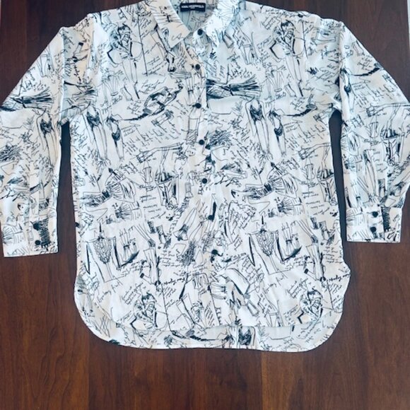 Karl Lagerfeld Sketch Button Up Classic fit Ladies Blouse - Size Medium - Picture 12 of 17